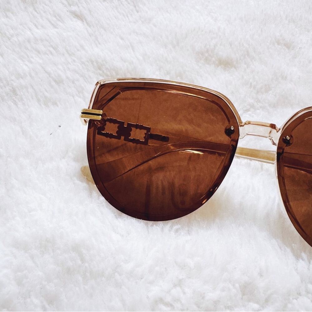 Genevieve Light Brown Rimless Polarized Sunglasses - Picture 2 of 11